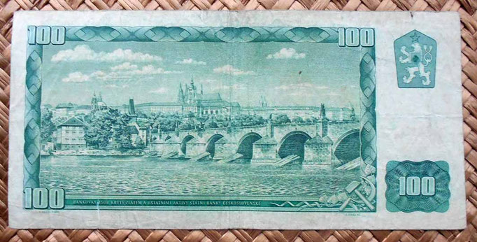 Checoslovaquia 100 korun 1961 reverso