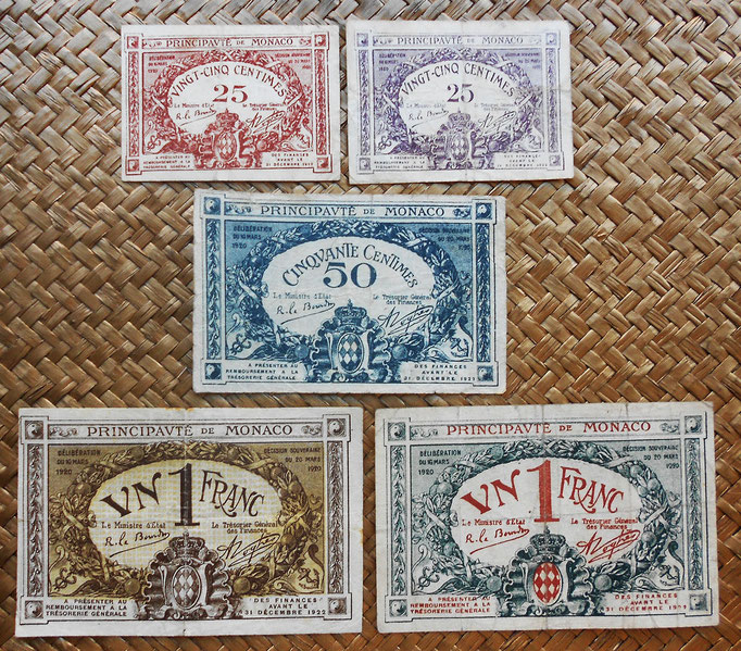 Mónaco, serie billetes 1920 anversos