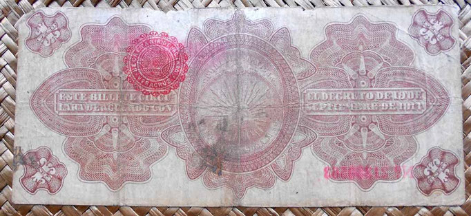 Mejico Gobierno Provisional -Veracruz 1 pesos 1915 reverso