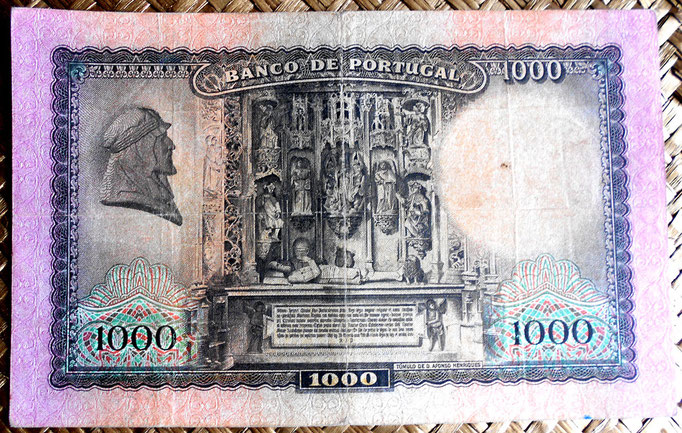 Portugal 1000 escudos 1942 reverso