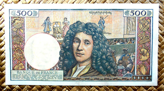 Francia 500 nuevos francos 1960 (182x98mm) reverso