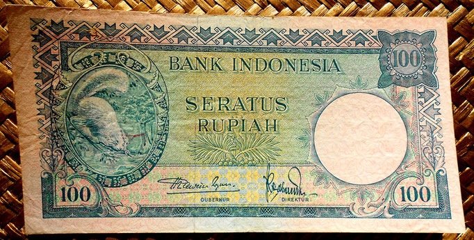 Indonesia 100 rupias 1957 anverso