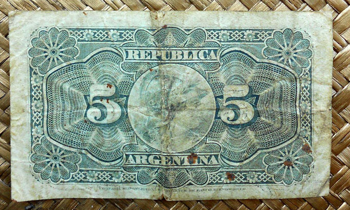 Argentina 5 centavos de peso 1892 reverso