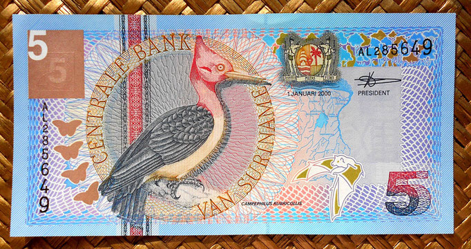 Surinam 5 gulden 2000 anverso