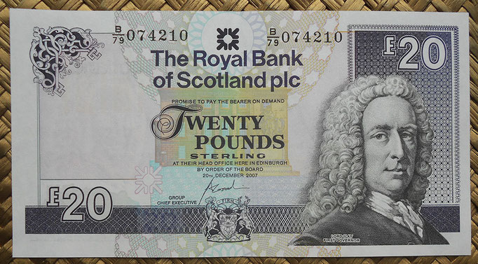 Escocia 20 pounds 2007 (150x80mm) pk.354d anverso