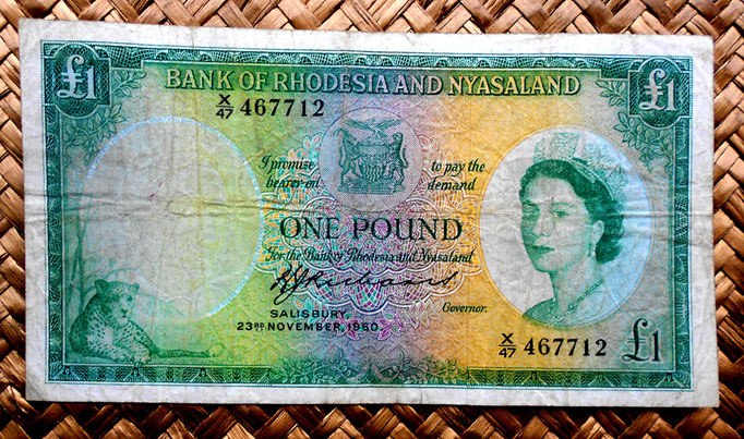 Rodesia y Nyasalandia 1 pound 1960 (148x81mm) anverso