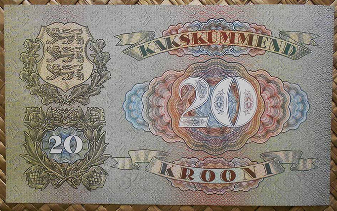 Estonia 20 krooni 1932 (140x85mm) pk.64 reverso