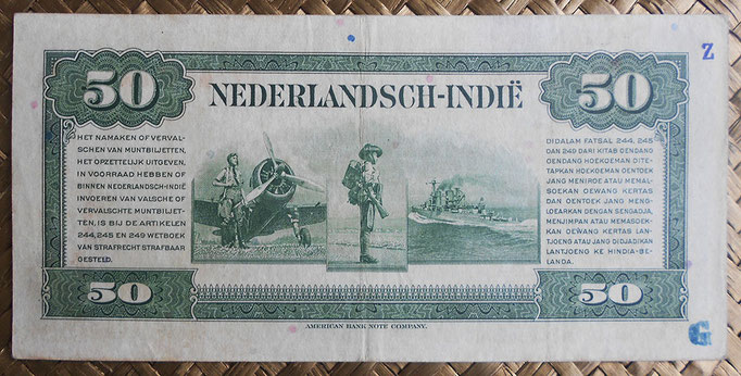 Indias Holandesas 50 gulden 1943 reverso