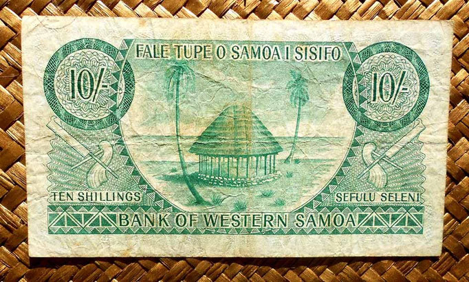 Western Samoa 10 shillings 1963 (134x74mm) reverso