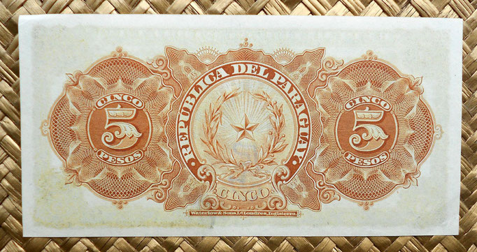 Paraguay 5 pesos 1907 reverso