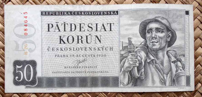 Checoslovaquia 50 korun 1950 anverso