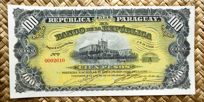 Paraguay 100 pesos 1907 anverso