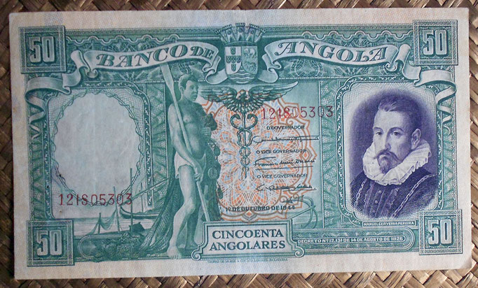 Angola colonial 50 angolares 1944 (154x90mm) pk.80 anverso