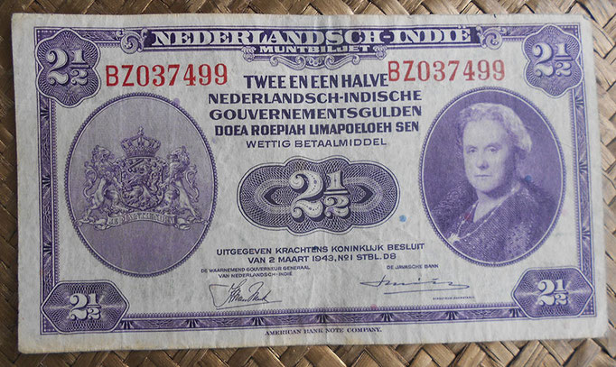 Indias Holandesas 2,50 gulden 1943 anverso