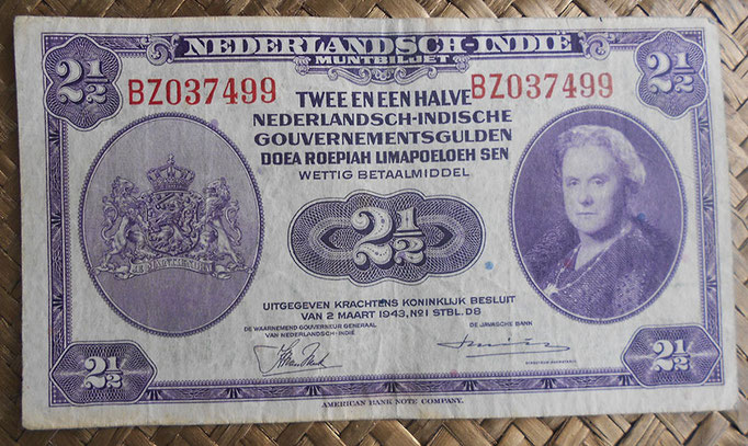 Indias Holandesas 2,50 gulden 1943 anverso