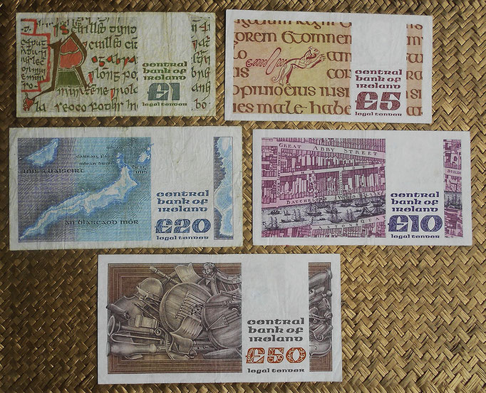 Irlanda serie Libras 1976-1992 Central Bank of Ireland reversos