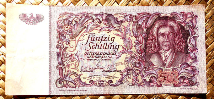 Austria 50 shillings 1951 anverso