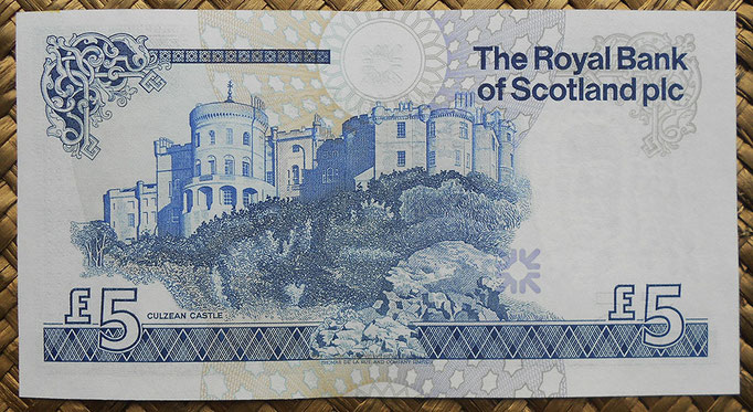 Escocia 5 pounds 1987 (147x78mm) pk.347a reverso