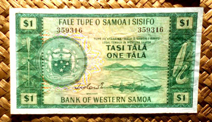 Western Samoa 1 tala 1967 (134x74mm) anverso
