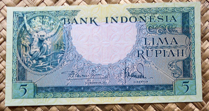 Indonesia 5 rupias 1957 anverso