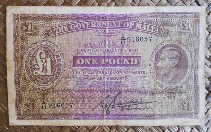 Malta 1 pound 1940 (146x86mm) pk.20a uniface