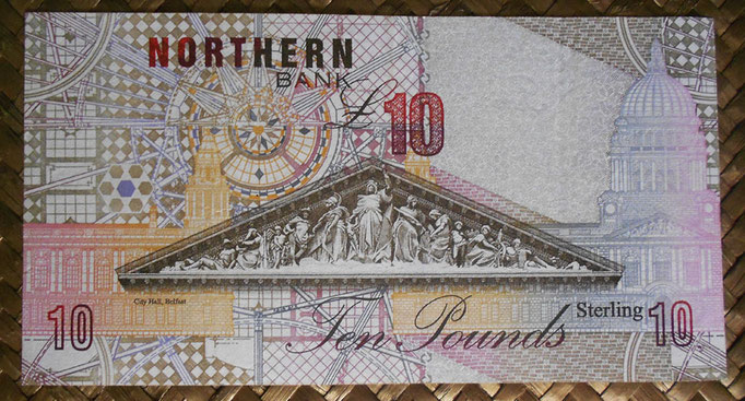 Irlanda del Norte 10 libras 1997 Northern Bank pk.198a reverso