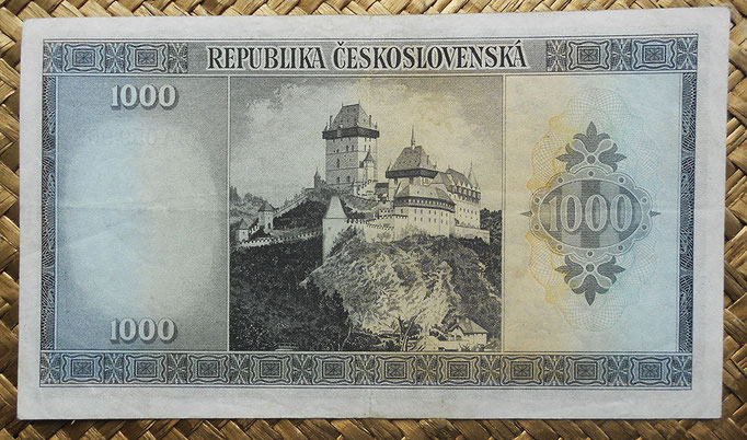 Checoslovaquia 1000 korun 1945 reverso