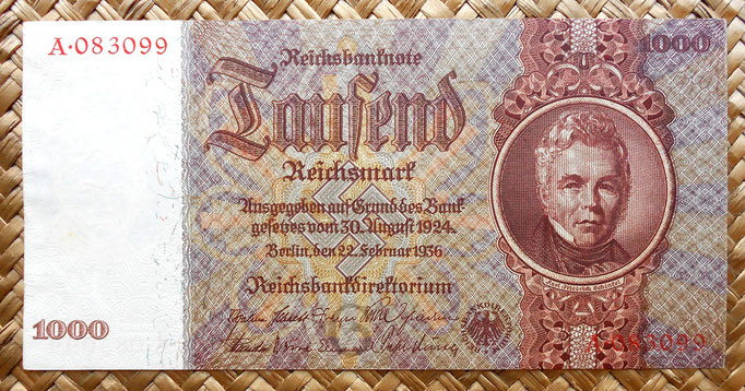 Alemania 1000 reichsmark 1936 anverso