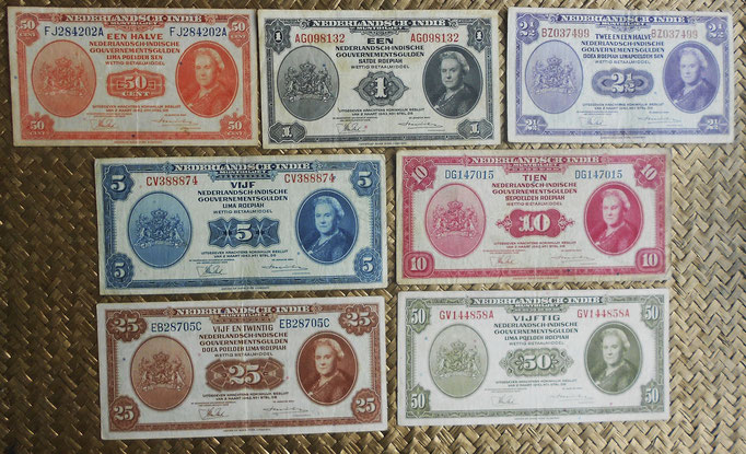 Indias Holandesas serie Gulden 1943 -Reina Guillermina anversos