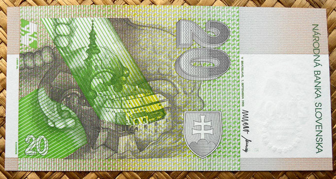 Eslovaquia 20 korun 1993 Conm.BiMilenium reverso