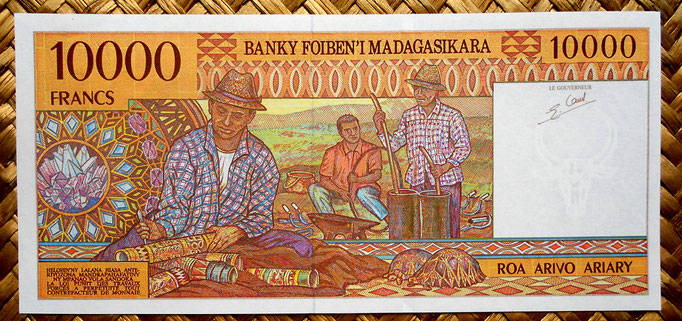 Madagascar 10000 francos - 2000 ariary 1995 pk.79 reverso