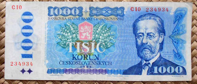 Checoslovaquia 1000 korun 1985 anverso