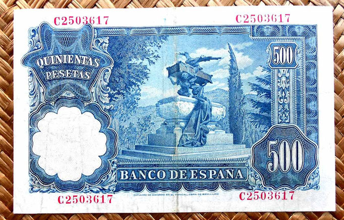 España 500 pesetas 1951 reverso