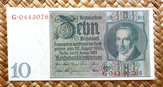 Alemania 10 reichsmark 1929 anverso