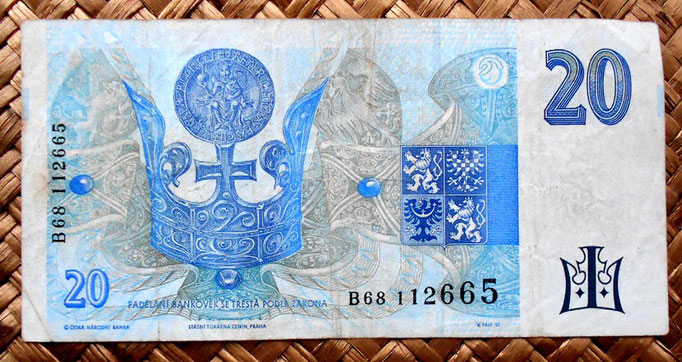 Chequia 20 korun 1994 reverso