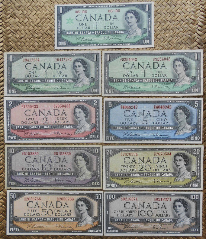 Canada serie Dollars 1954 Queen Elizabeth II anversos