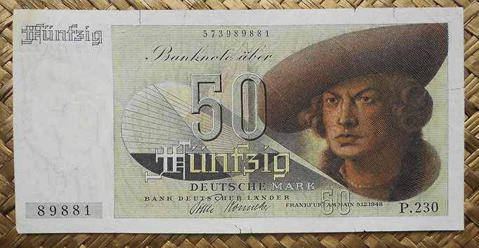 Alemania Occidental 50 marcos 1948 BdL (150x75mm) pk.14a anverso