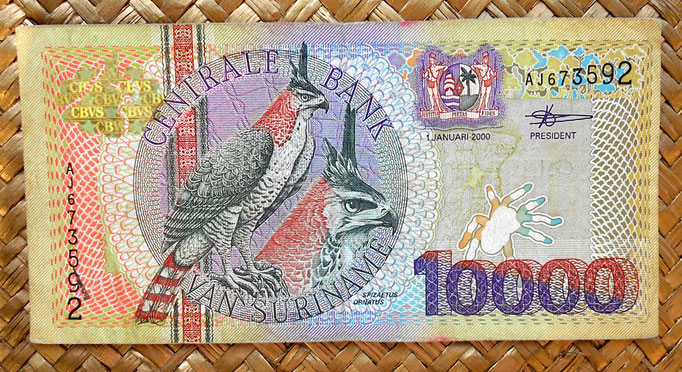 Surinam 10000 gulden 2000 anverso