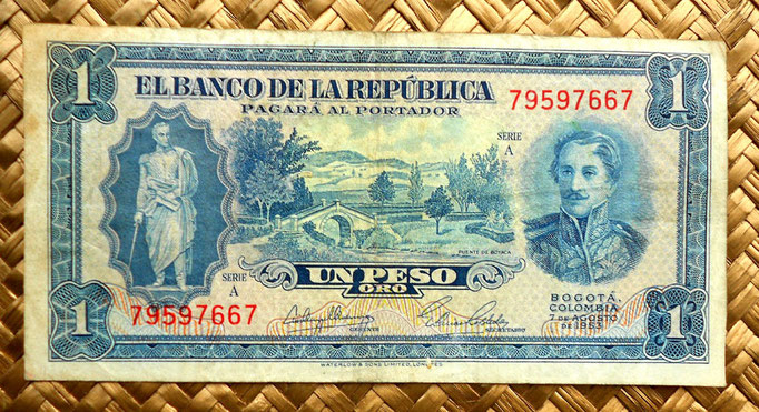 Colombia 1 peso oro 1953 anverso