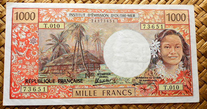 Polinesia francesa 1000 francos 1996  anverso