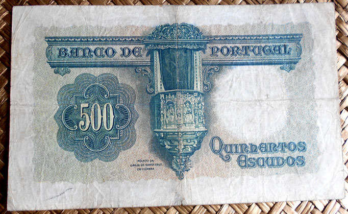 Portugal 500 escudos 1942 reverso