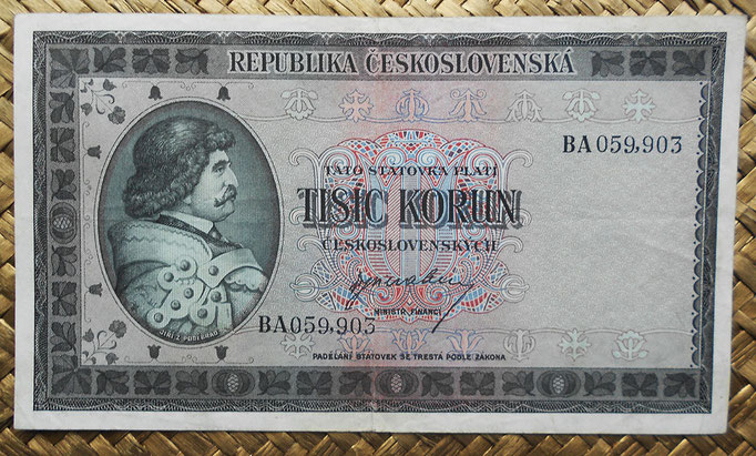 Checoslovaquia 1000 korun 1945 anverso