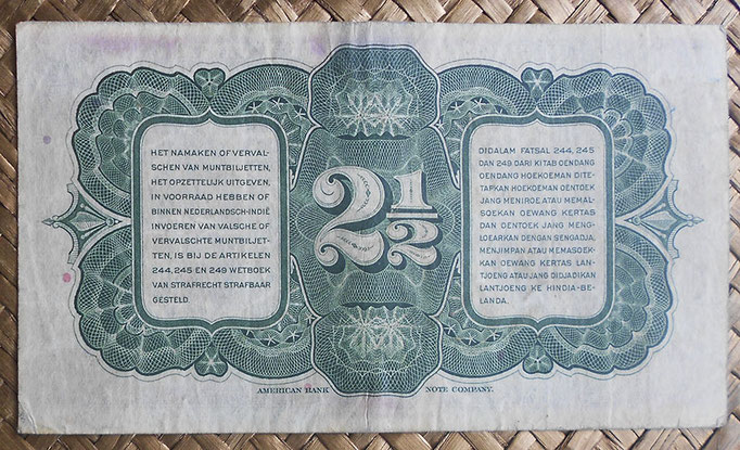 Indias Holandesas 2,50 gulden 1943 reverso