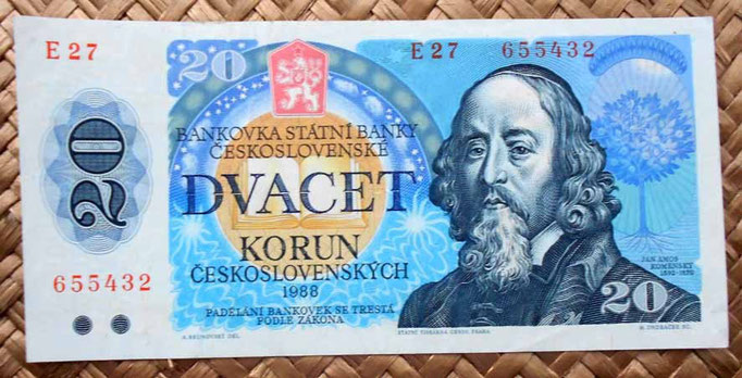 Checoslovaquia 20 korun 1988 anverso