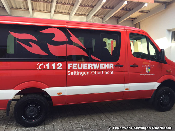 Die charakteristischen Flammen sind auf allen Fahrzeugen der FW Seitingen-Oberflacht zu finden