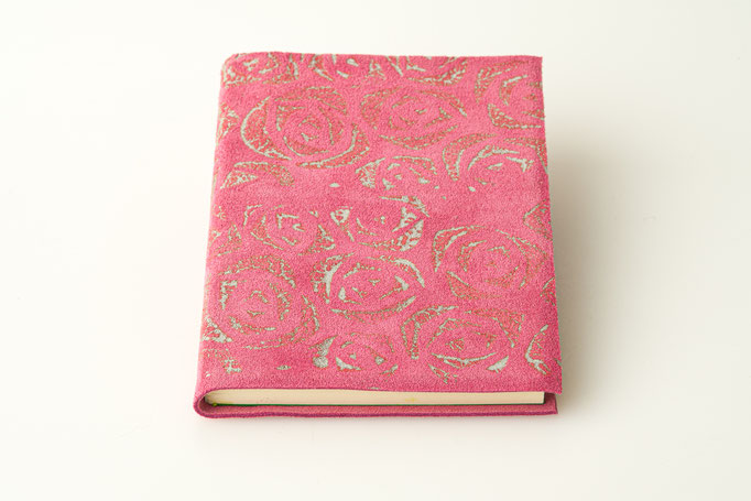 Notizbuch Rindvelourleder mit Goldfarbendruck 10 x 16 cm, verkauft