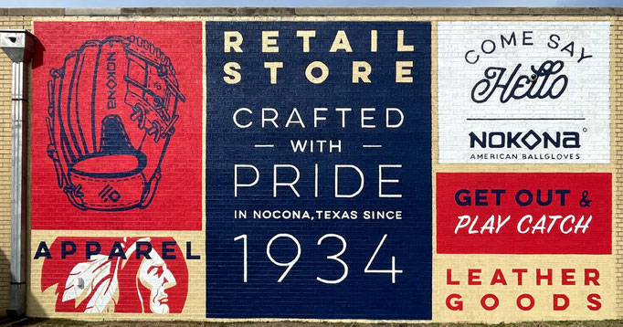 Typography Sign Writing Mural Baseball Logo Nokona Nocona Texas