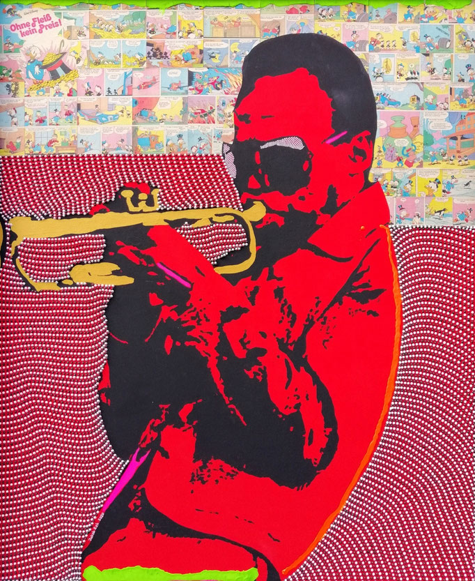 Miles Davis (2020) - 110 x 90 cm - Acryl und Collage auf Leinwand - available