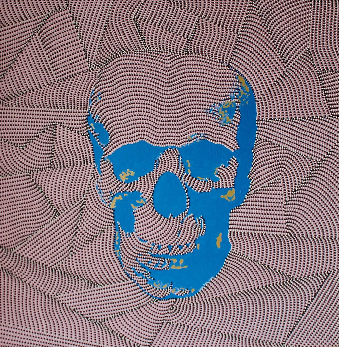 Blue skull on pink (2019) - 120 x 120 cm - Acryl auf Leinwand - erhältlich