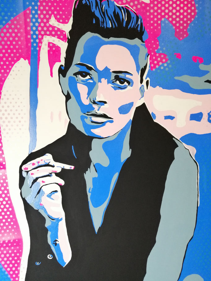 Kate Moss holding a cigarette (2020) - 100 x 80 cm - Acryl auf Leinwand - Bonn